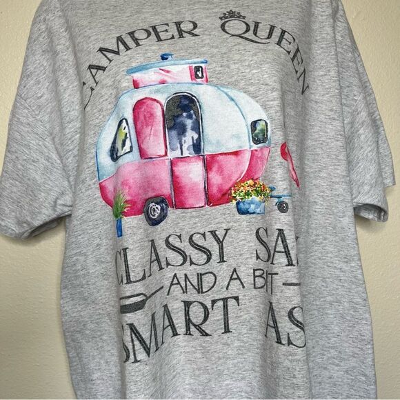 Fruit of the Loom Camper Queen Heather Gray Crew Neck Short Sleeve Tee Women XL - Picture 4 of 12
